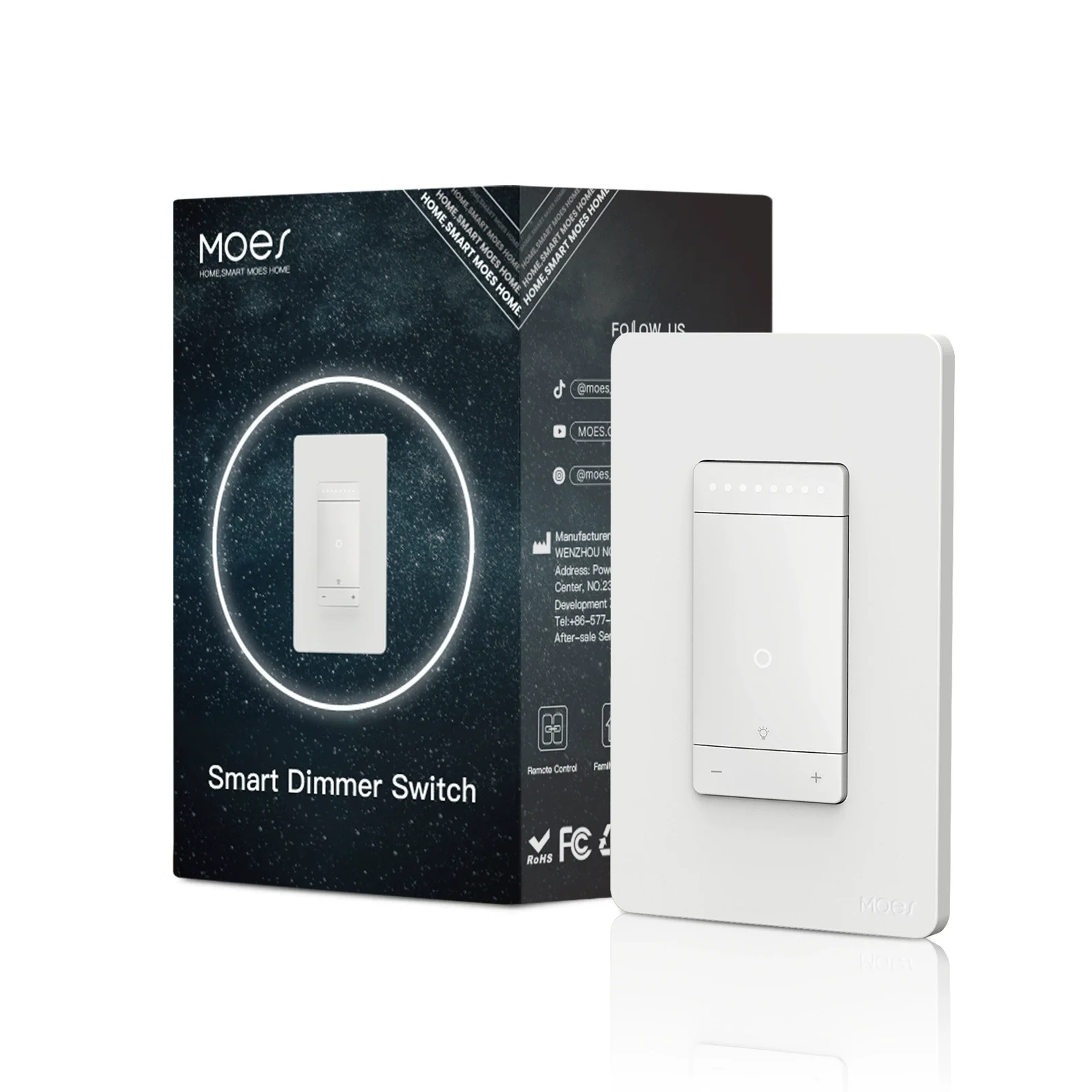 

Tuya Wifi American Standard Intelligent Dimming Switch Alexa Voice Control App Remote Timed Start Stop White Dual Control Switch