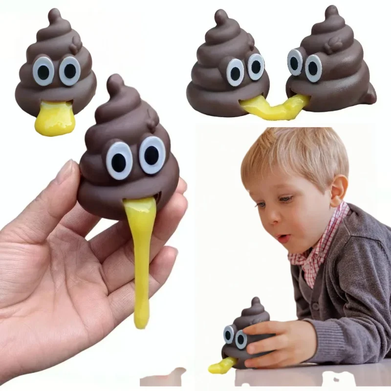 1-3PCS Creative Vomit Stool Prank Toy Army Vomiting Ball Decompression Funny Disgusting Sticky Stool for Home Garden Pranks