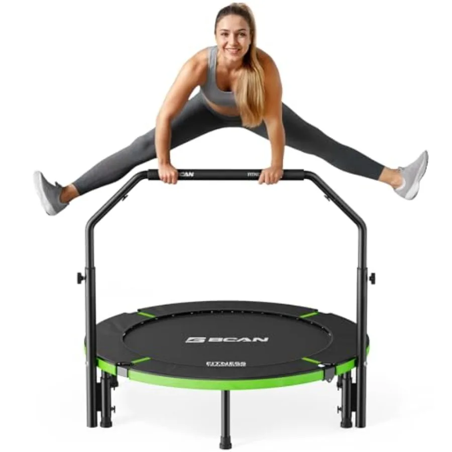 

40/48 Foldable Mini Trampoline Rebounder for Adults U/T Adjustable Foam Handle Indoor/Garden Workout Exercise Rebounder Durable