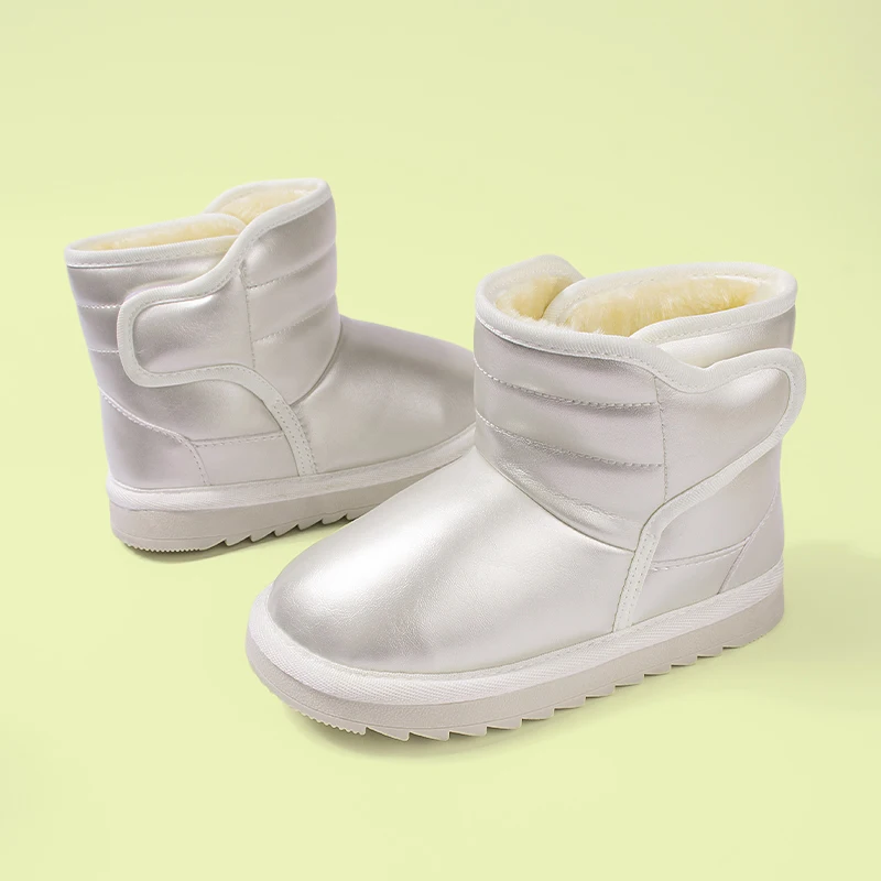 

Children Winter PU Waterproof Outdoor Snow Boots Big Kid's Trendy Anti-slippery Warm Plush Boots EKF91
