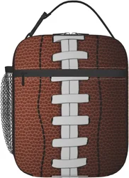 American Football Ball Lunch Bag Insulated Lunch Box for Boys Girls Durable Portable Adults Cooler Bento Tote with Side Pocket