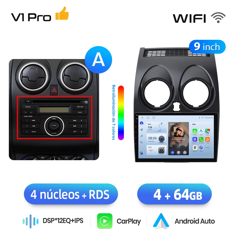 Junsun Radio Voz AI voor Nissan Qashqai J10 2006-2013 draadloze CarPlay Android Auto autoradio 2DIN met Bluetooth DAB+ GPS RDS