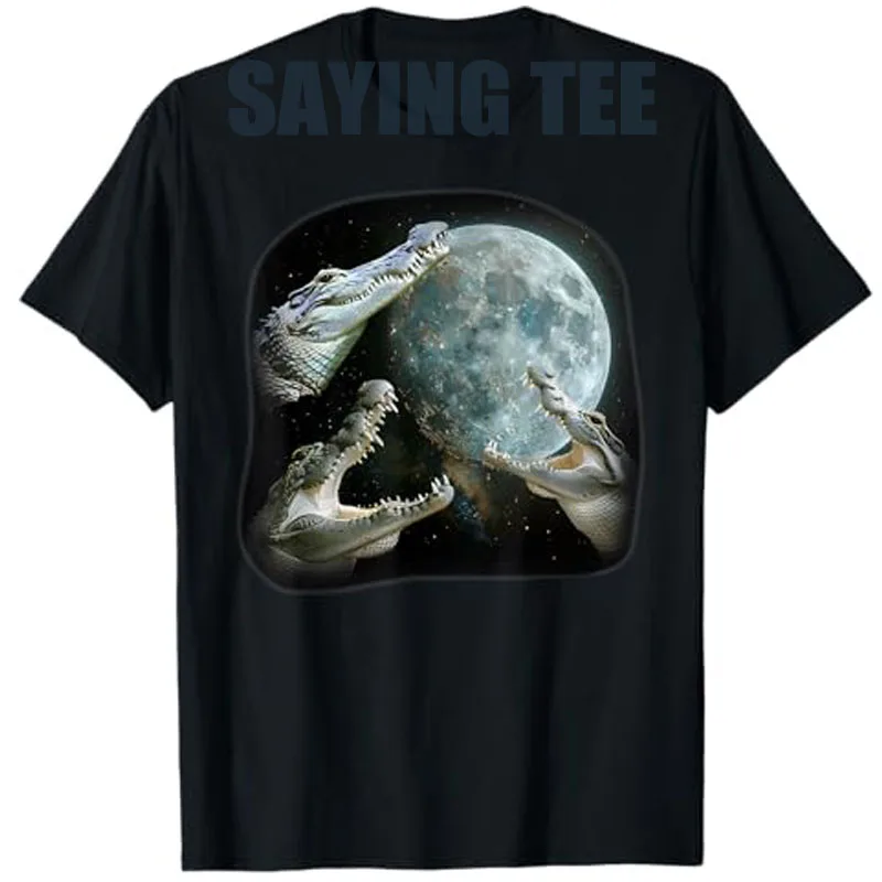 

Three Crocodiles Moon Retro 3 Alligator Weird Cursed Meme T-Shirt Humor Funny Y2k Design Graphic Outfit Summer Fashion Clothes