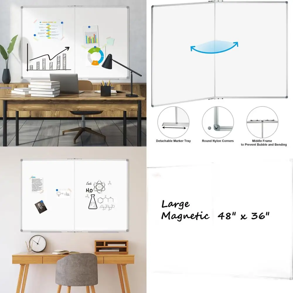 

Складная магнитная доска для сухого стирания 48x36 с держателем для ручек для делового, домашнего офиса, образования и использования в классе