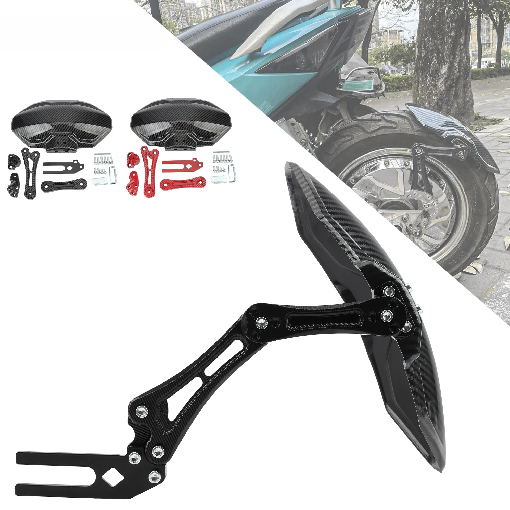 

Motorcycle Mudguard Imitation Carbon Fiber Adjustable Wheel Fender For Yamaha/Honda/Suzuki Scooter Enduro Universal Accessories