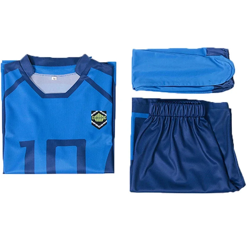 أنيمي الأزرق قفل تأثيري حلي الأحمر موحدة تي شيرت شعر مستعار Chigiri Hyoma Seishiro Reo Mikage ناجي تأثيري ملابس كرة القدم للرجال