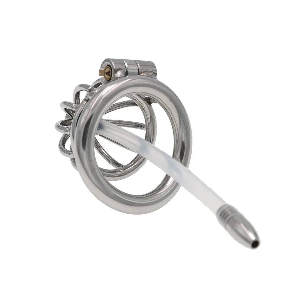 ملحقات جهاز العفة للذكور قفص القضيب قفل القضيب قسطرة السيليكون قصيرة/طويلة قضيب عين الحصان المكونات الإحليل ألعاب الجنس الكبار 18