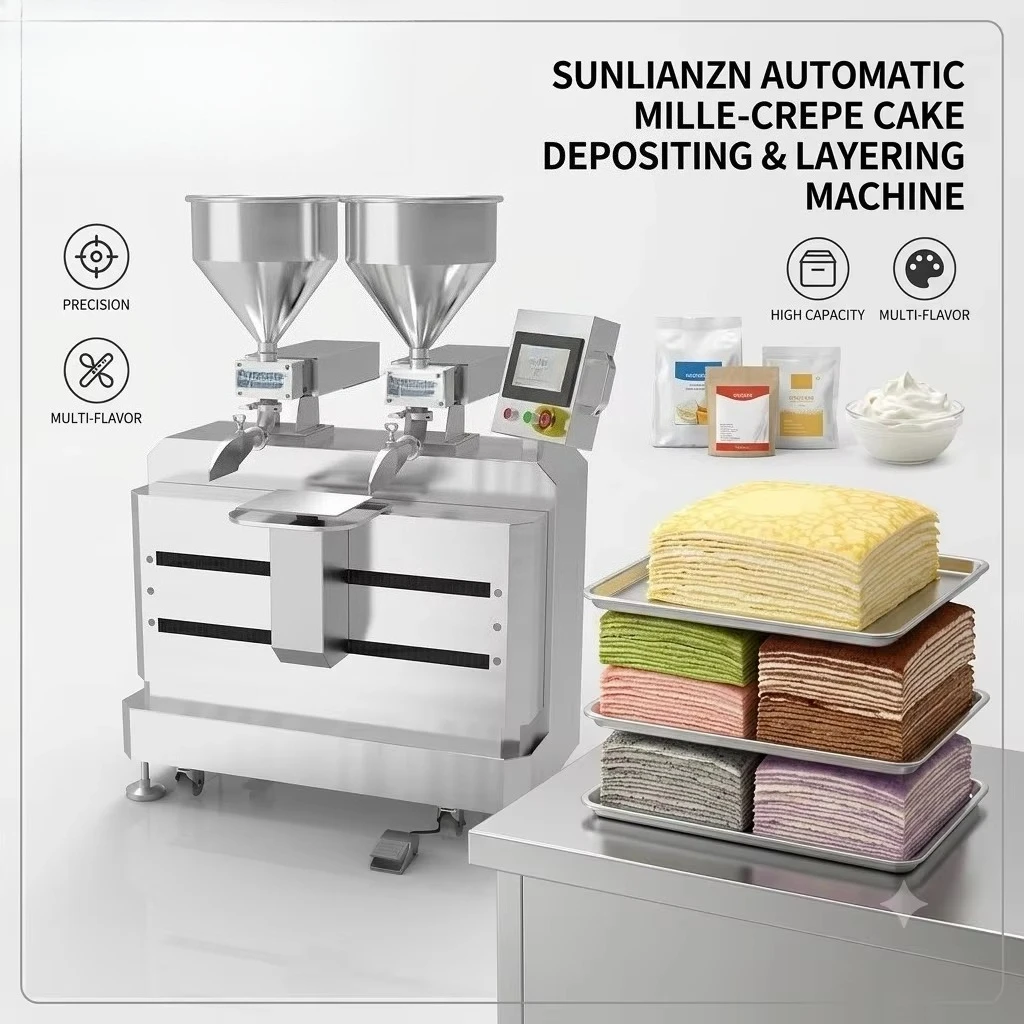 Commercial Square Mille Crepe Cake Layering Machine Automatic Cake Cream Smearing Depositor Equipment