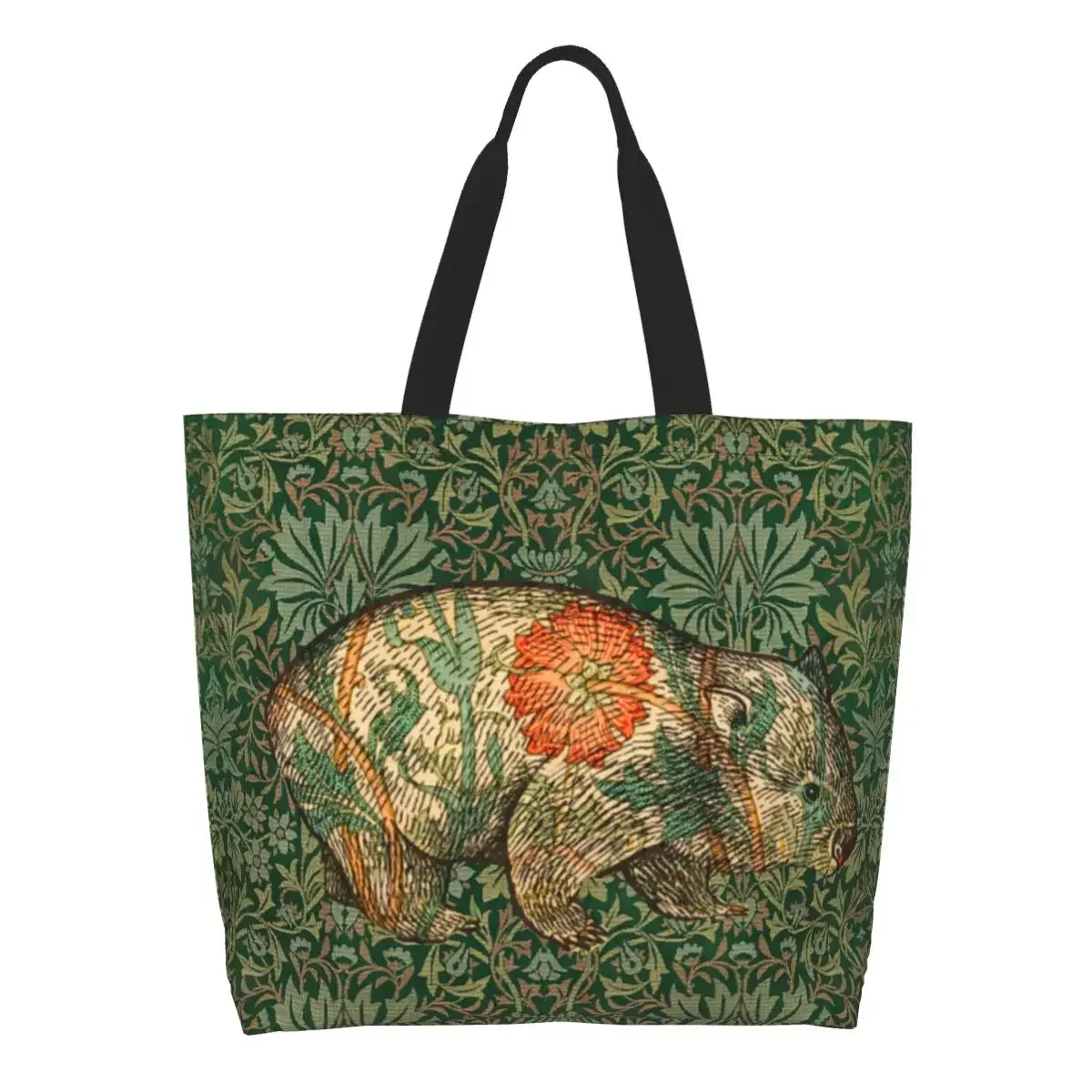 Rossetti's Wombat Groceries Tote Shopping Bag William Morris Animal Art Canvas Shopper Shoulder Bags Big Capacity Handbags