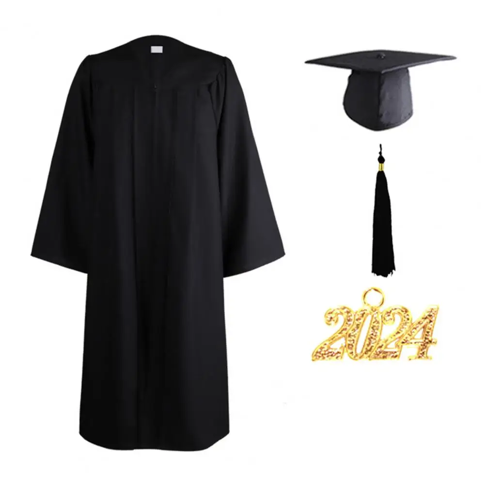 1 Set gaun wisuda Universal 2023, baju akademis wisuda topi atas seragam wisuda kasual