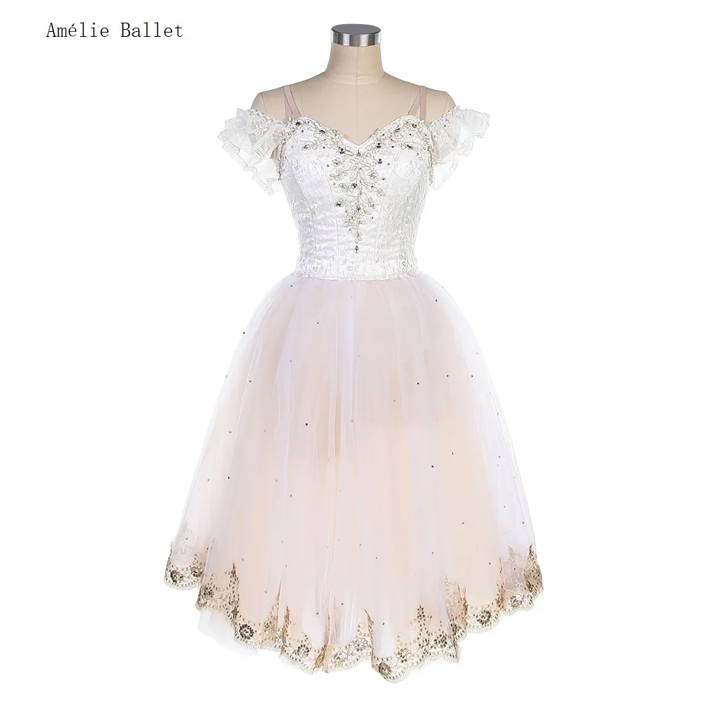 B22324 Customized Ivory Professional Dance Costume Long  Ballet Tutu for Girls & Women Performance Costumes Romantic Ballet Tutu