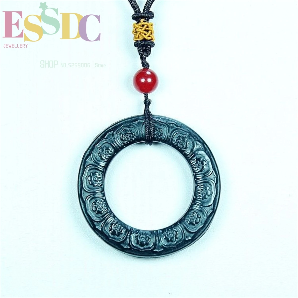 Lantian Black Jade Serpentine Ring Pendants For Men And Women Xiuyu Fu Double-Sided Jewelry Necklace Chinese Handcrafted Charm