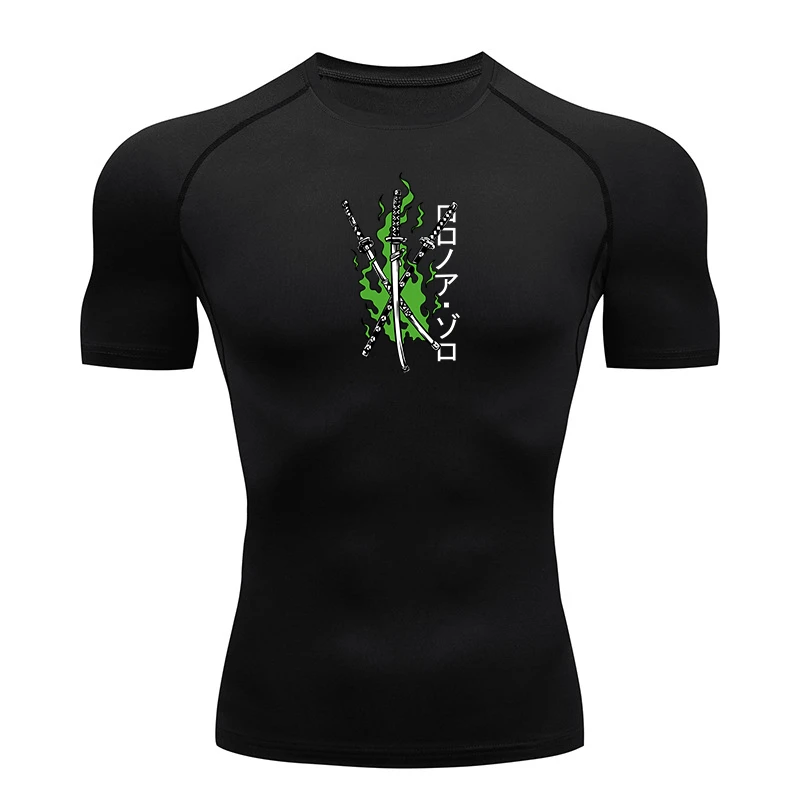 Graphic Compression Shirts for Men Athletic Quick Dry Stretch Tshirts Tops Gym Workout Running Baselayers Undershirts Rash Guard