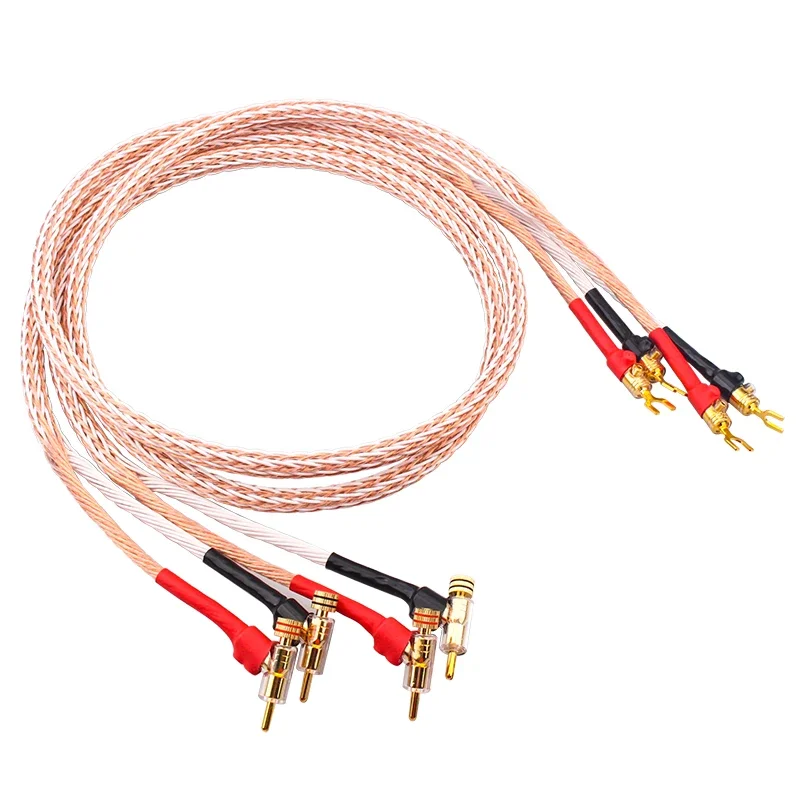 

Pair 12TC OCC Speaker Cable 24Cores HiFi Audio Loudspeaker Wire Spade & Banana Plug