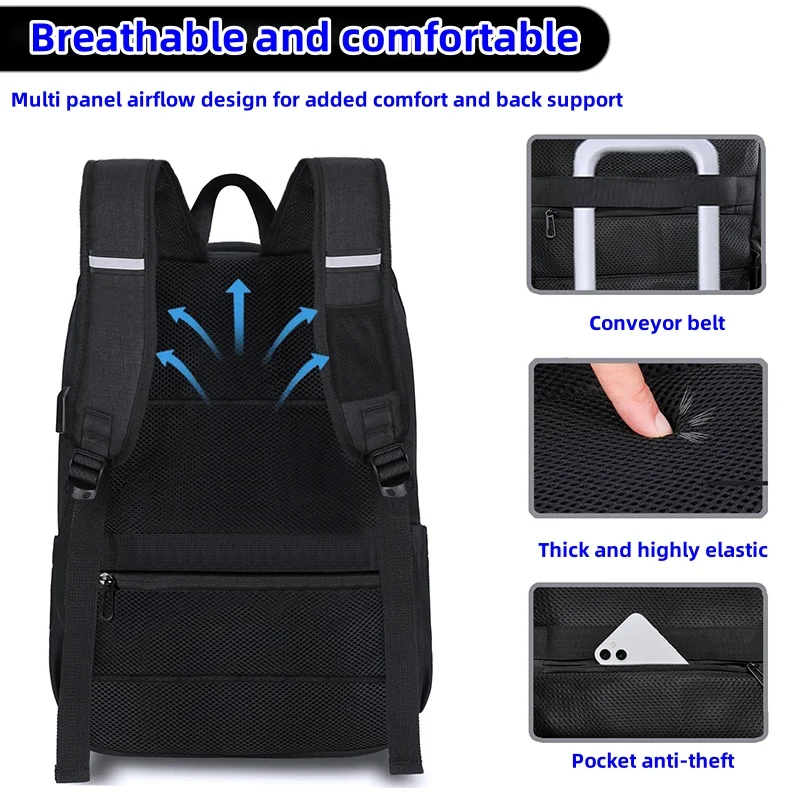 DOXUNGOO-Grande Capacidade Mochila Impermeável e Respirável, 15.6 Polegada Bolsa para Computador, USB, Porta Reservada para Cabo de Auscultadores, Novo