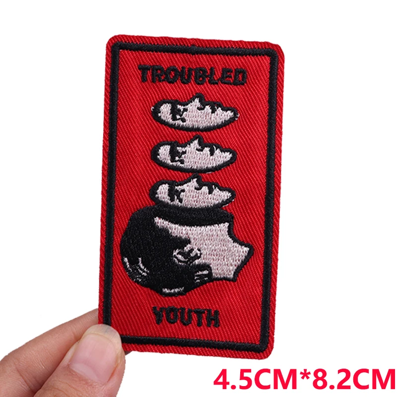 Horror Movie/Rock Music Embroidered Patch DIY Punk Letter Slogan Iron On Patches For Clothing thermoadhesive Patches Sew Badges