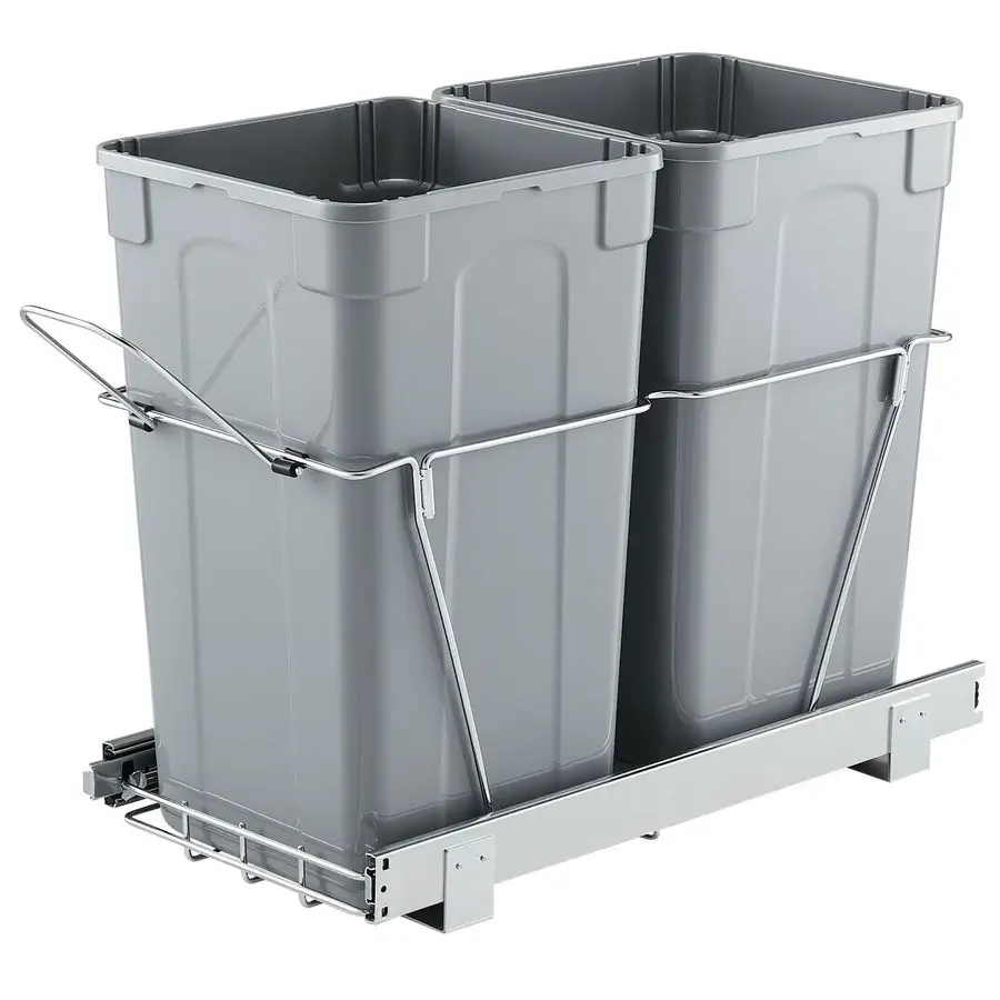 

Pullout Trash Can for Kitchen Cabinets, 27QTx2 Double Under Sink Garbage Waste Recycling Bin, Under Mount Waste Container, with