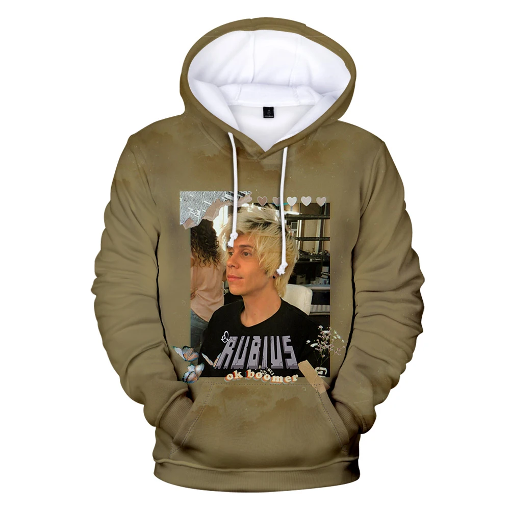 Rubius Hoodie Pria Wanita, baju sweater Hoodie lengan panjang Harajuku Streetwear muda Youtuber 3D