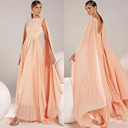 Customized Jiayigong Fashion Bateall A-line Celebrity Fold Draped Chiffon Occasion Evening Gown vestidos para eventos especia
