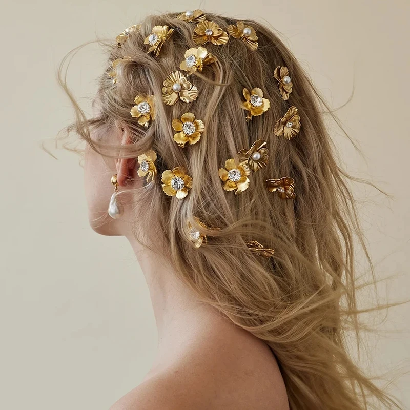 10Pce Flower Crystal Hair Clips For Women Hairpins Girls Side Bangs Clips Flower Barrette Hawaiian Wedding Party Bag Hat Accesso