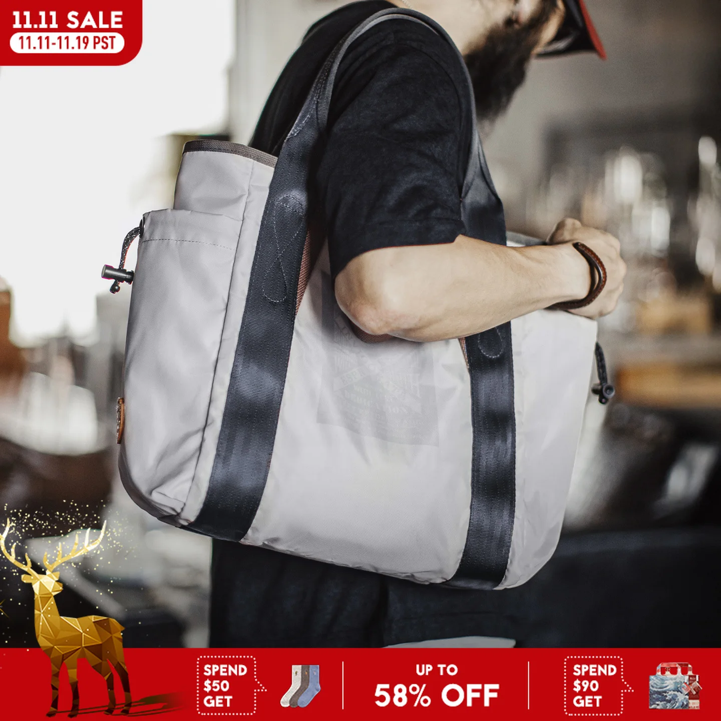 

Maden Men's Tote Bag Waterproof Large Capacity Laptop Shoulder Bag Casual Business Commuter Handbag Solid Color for Daily Use