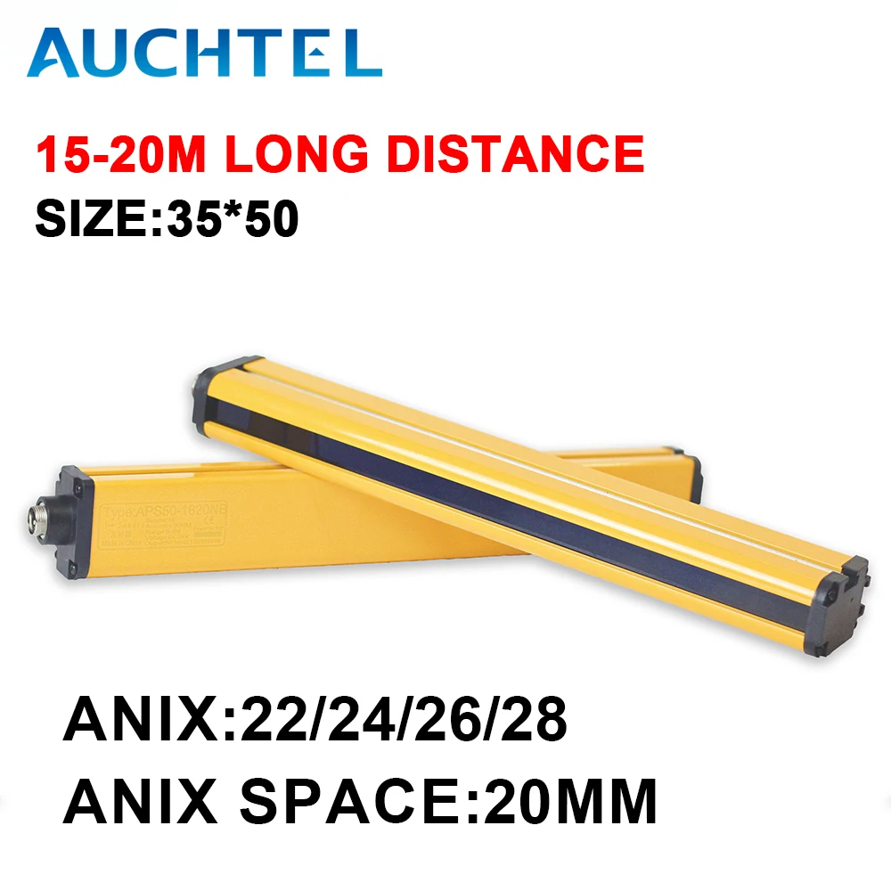 

AUCHTEL 35x50 Light Curtains 26/28 beams 20mm Spacing Safety Protection 3m 5m 10m 15m 20m Long Distance Customize Photo Sensor