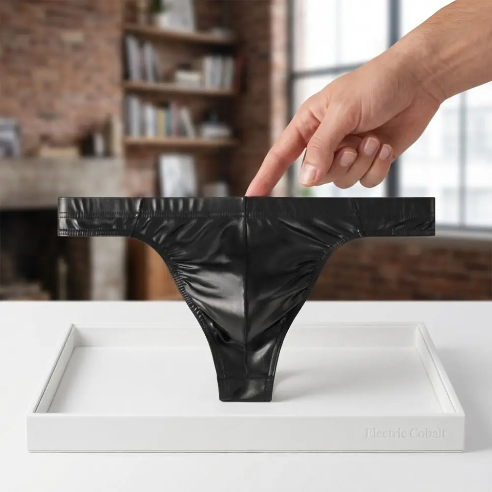 Lingerie Satin Silk Men's Thong Underwear Glossy Underpants Low-Waist Men Triangle Panties Party Wear