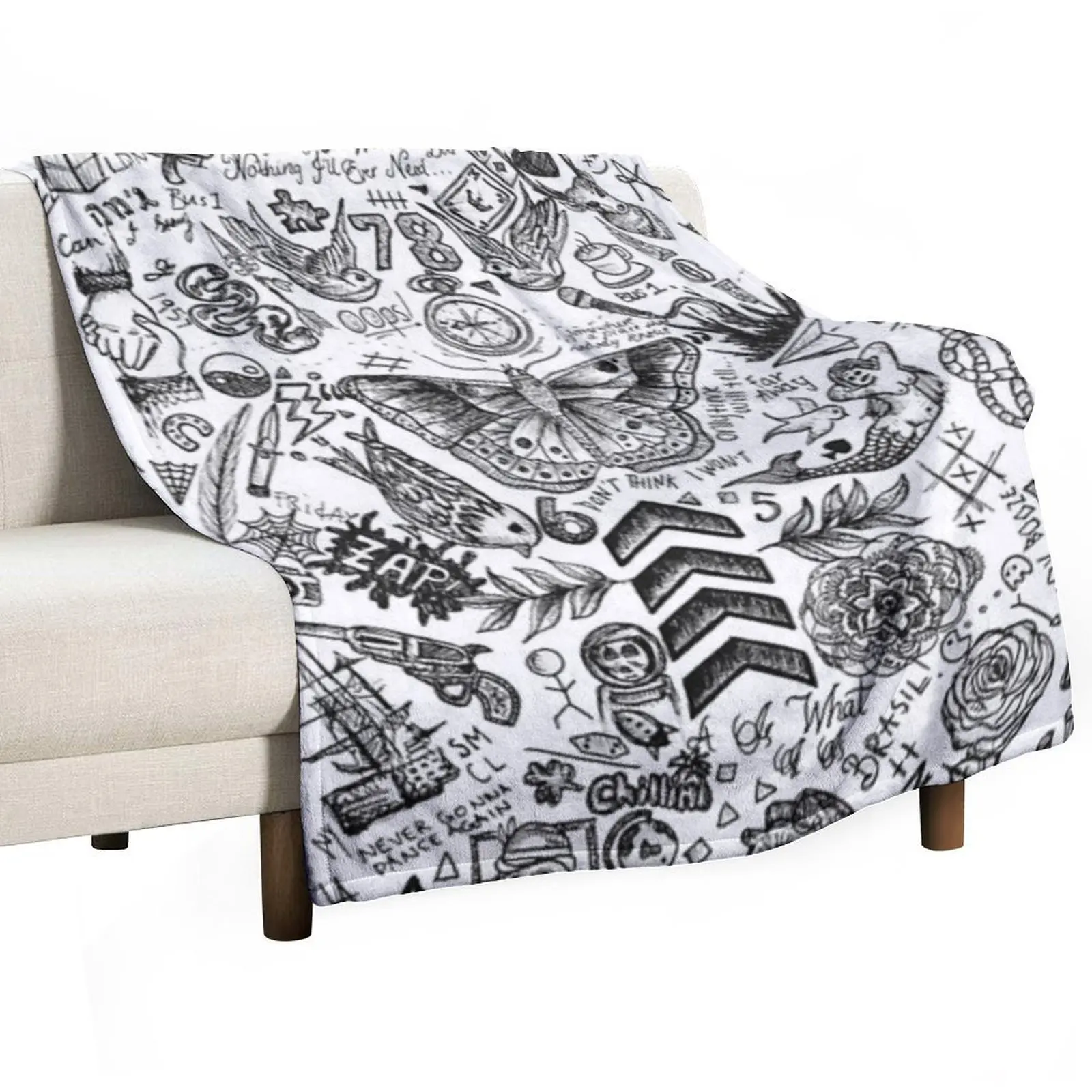 1D's tattoos Throw Blanket Plush decorative Luxury Brand Giant Sofa Stuffeds Furrys Blankets