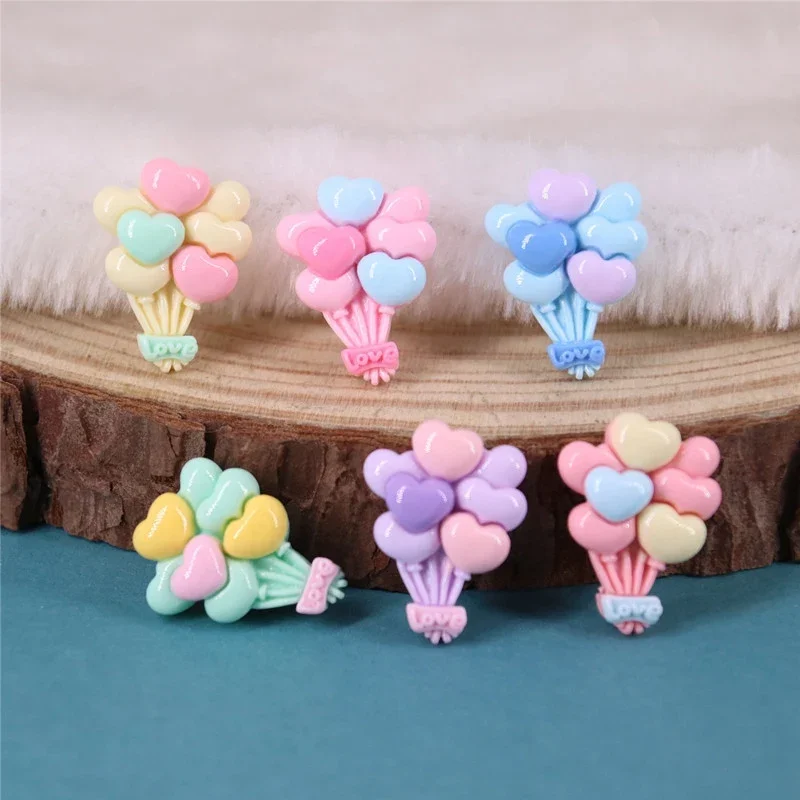 10Pcs New Lovely Mini Kawaii Valentine's Day Love Balloon Resin Scrapbook Diy Jewellery Hairpin Accessories Decorate Craft