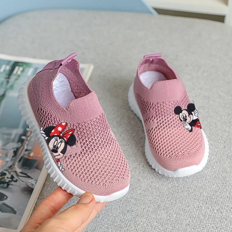 

Весенняя детская осенняя повседневная обувь с Микки Маусом Disney, дышащие кроссовки на мягкой подошве для мальчиков и девочек