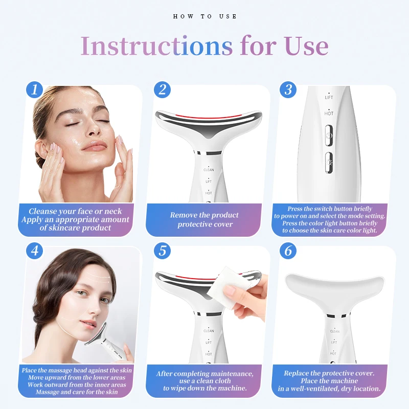7 Colors LED Photon Microcurrent Reduce Double Chin Anti Wrinkle Remove Skin Care Tools Neck Face Lifting Beauty Device