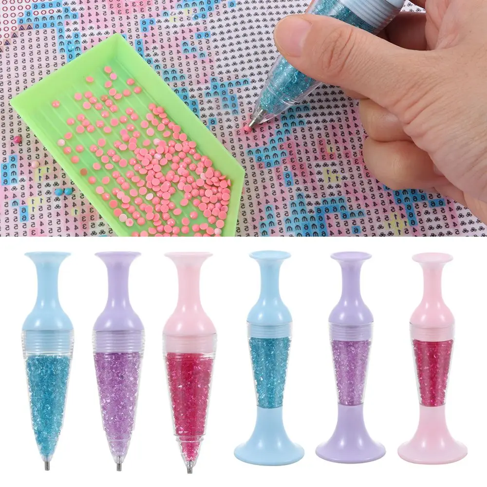 DIY Crystal Flower Pot Shape Sewing Accessories Diamond Painting Tool 5D Diamond Painting Standable Point Drill Pen