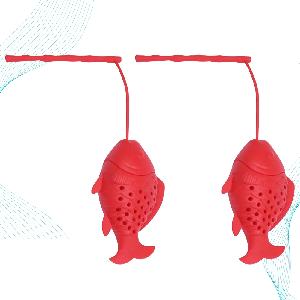 

2pcs Creative Fish Shaped Tea Strainer Practical Tea Filter Silicone Tea Strainer Tea Infuser Filter (Red)