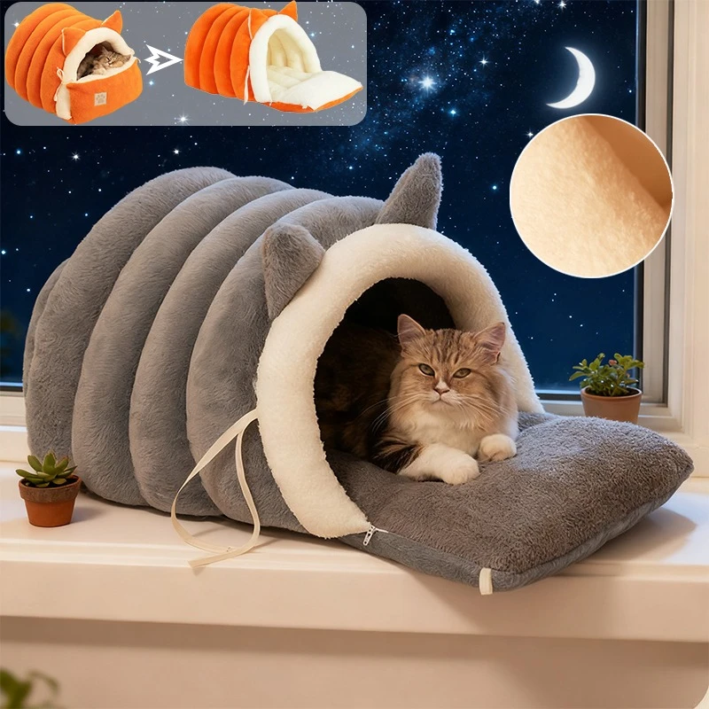 

New Thickened Semi-enclosed Cat Nest Removable Washable Cozy Cat Sleeping Bed for Small Medium Cats Pet Supplies Cama Para Gatos