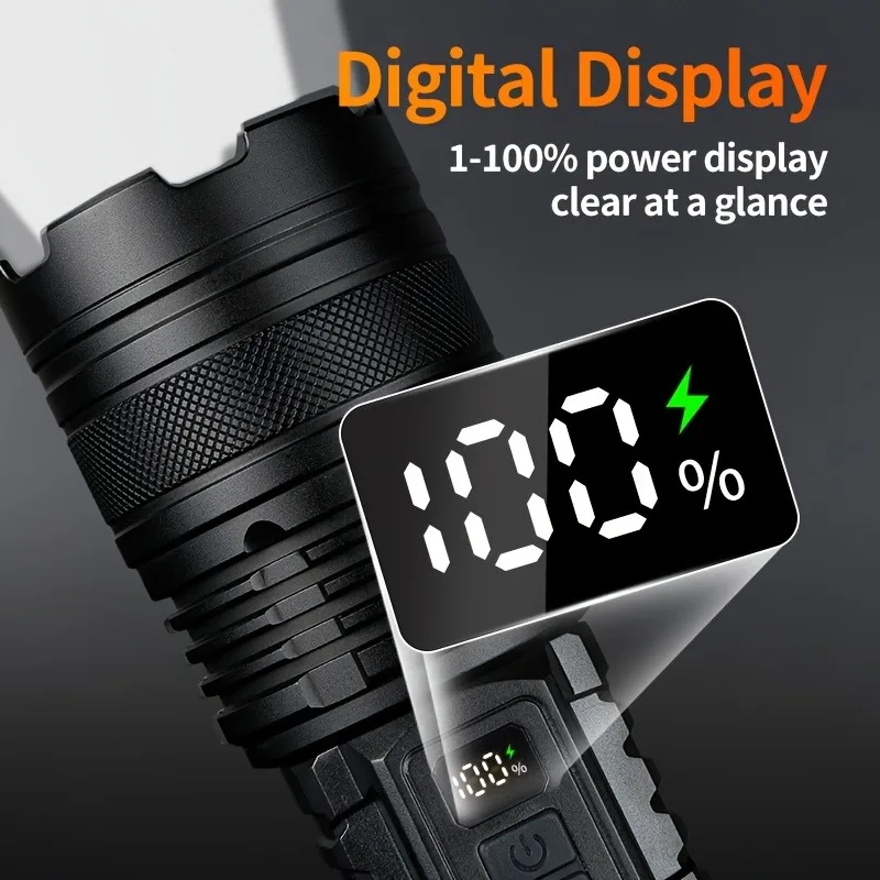 LED Flashlight Rechargeable Long-Beam Portable Outdoor Emergency Lighting With Long Battery Life, Suitable For Camping And Hiki