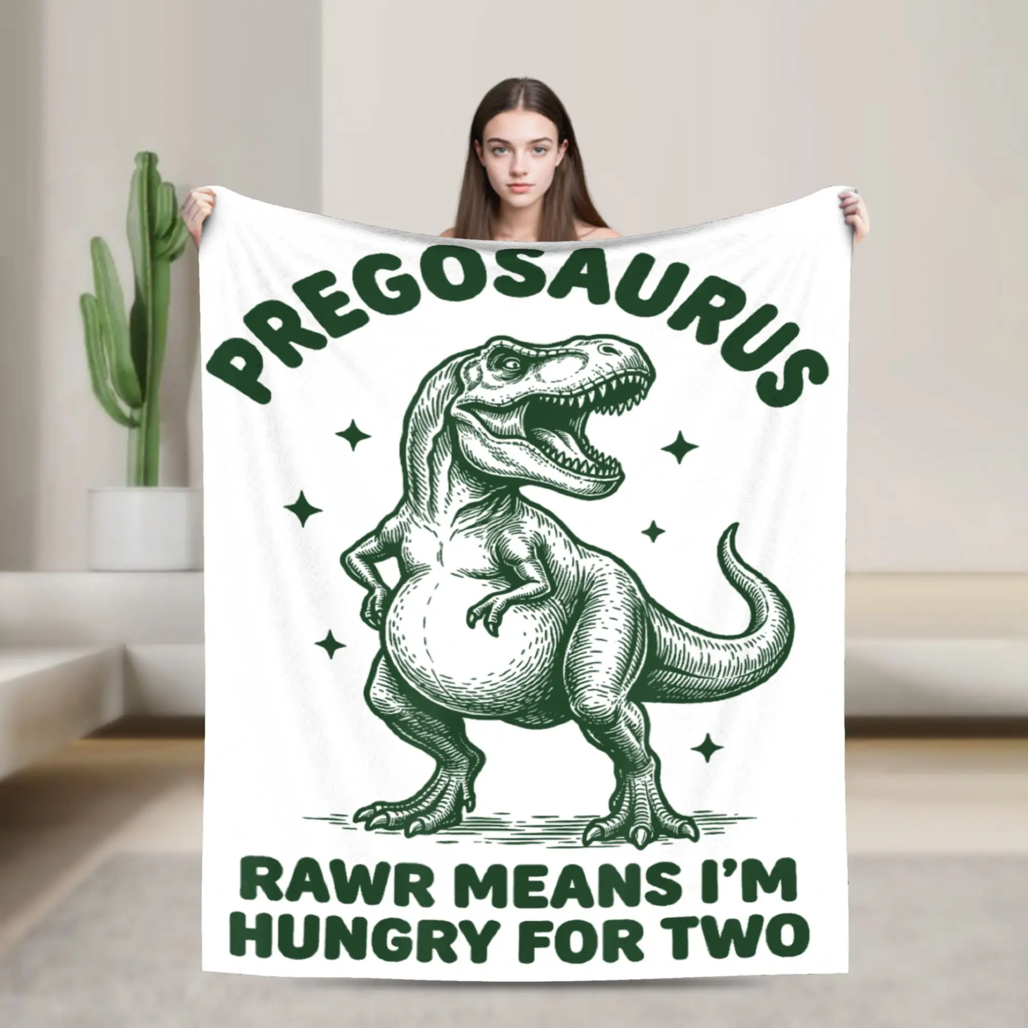 Pregosaurus Rawr Means I'm Hungry for Two Super Soft Blanket  Pattern Picnic Bedding Throws Couch Chair Bedspread Sofa Bed Cover