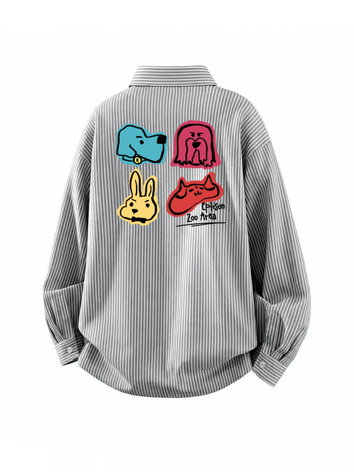 

Spring and autumn new trendy men's versatile basic long-sleeve shirt with cartoon puppy print, healing style