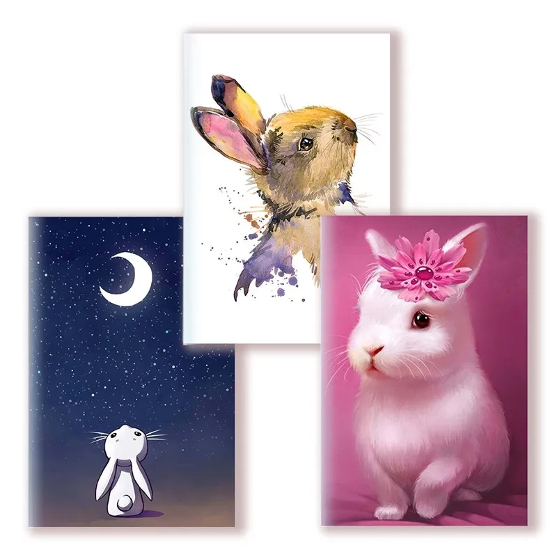 A5 Notebook Note Book Printing Animal Rabbit Kawai Cute PET Bunny - Diary Tobie Hare Coniglio Journal - Blank Line - Sketch Book