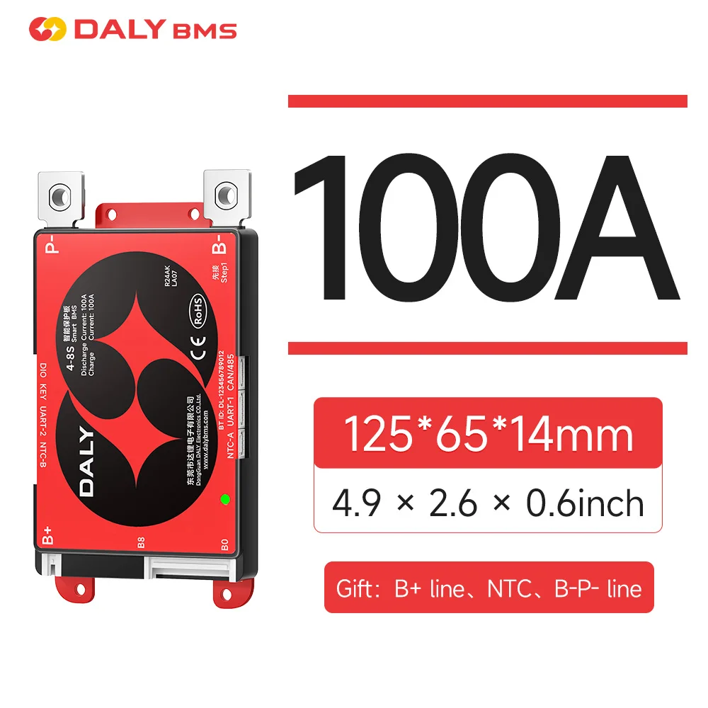 Daly Smart BMS 4S 8S 24V Lifepo4 100A BMS Build-in BT Bateria De Lifepo4 BMS 4S 12V with Bluetooth APP image 3