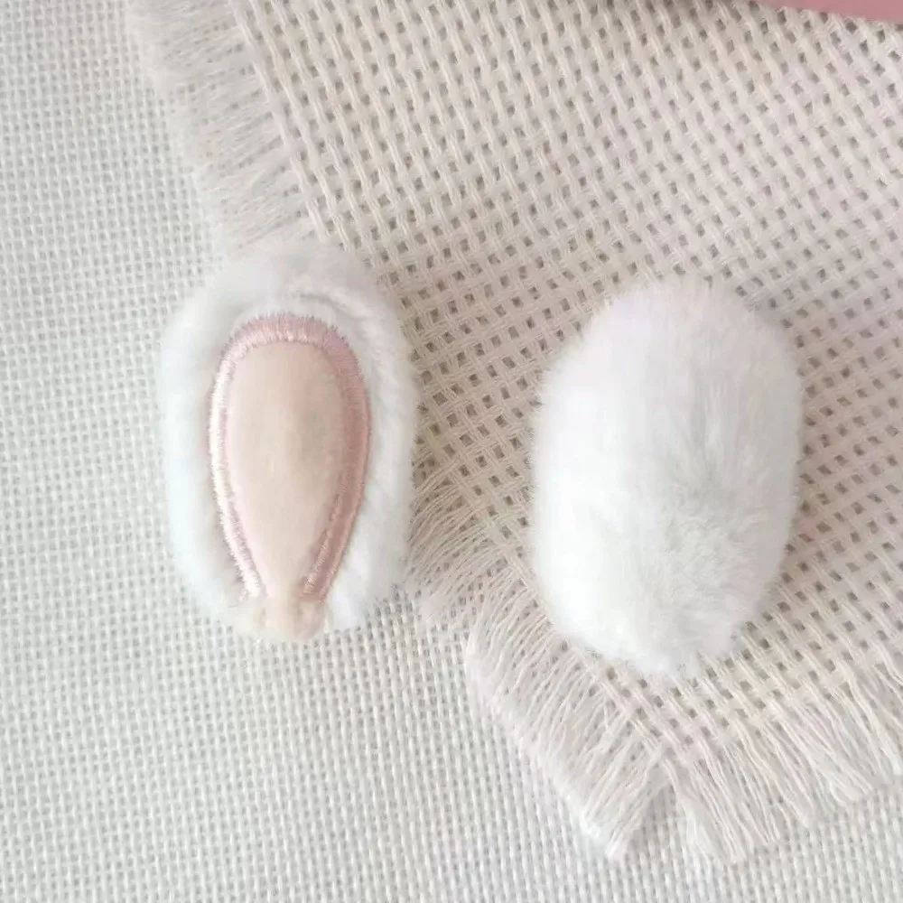 2PCS Cute Soft Cat Ears Fluffy Cartoon DIY Ear Appliques Decorative Patches for Hat Headband Garment Decoration