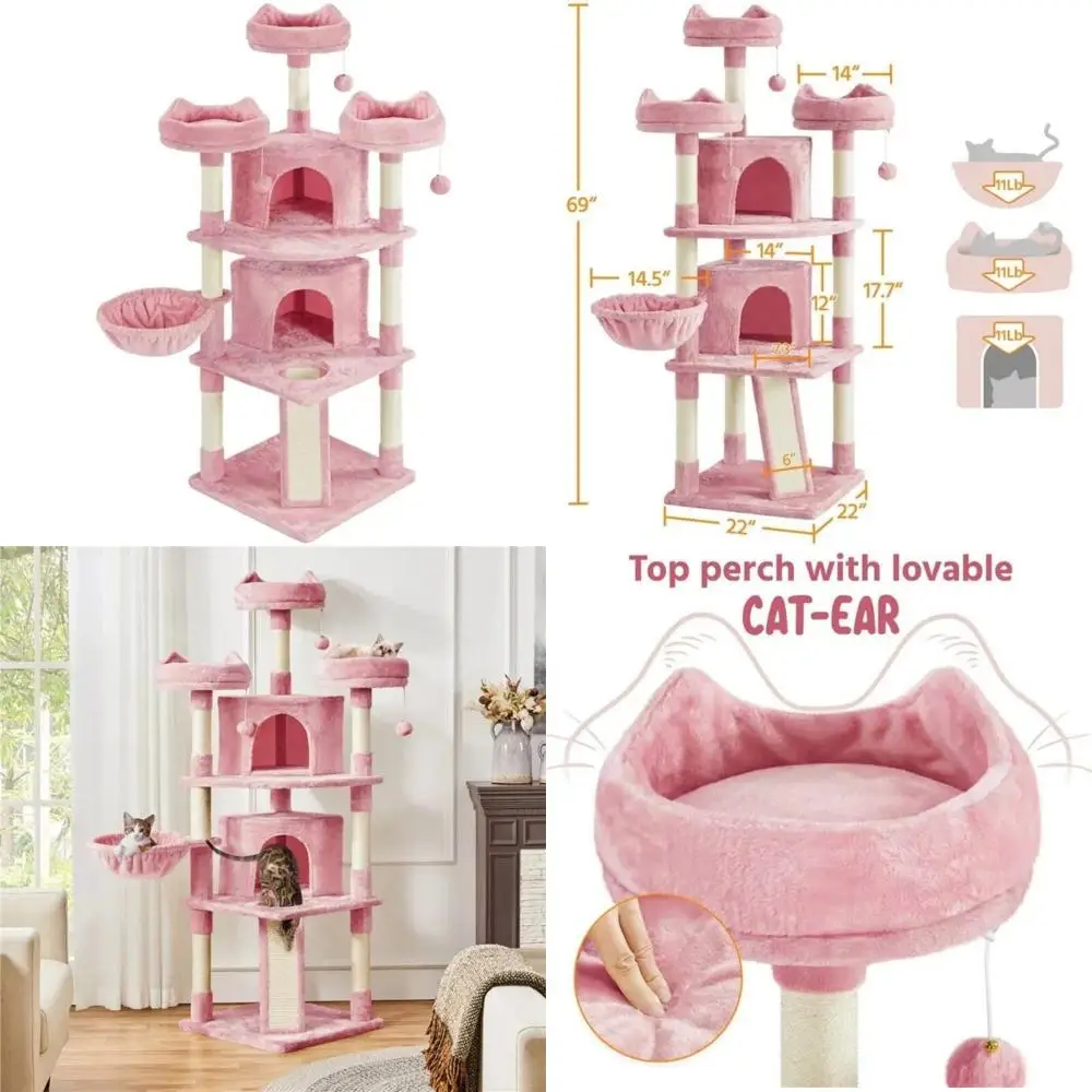 

Multi-Level Cat Tree with Condo, Scratching Posts, and Platforms by Pink 69