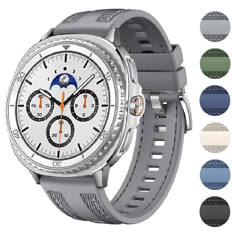 نايلون + سيليكون باند لساعة سامسونج جالاكسي 8 44 مللي متر 40 مللي متر استبدال كوريا سوار رياضي لساعة جالاكسي 8 الكلاسيكية 46 مللي متر حزام #1