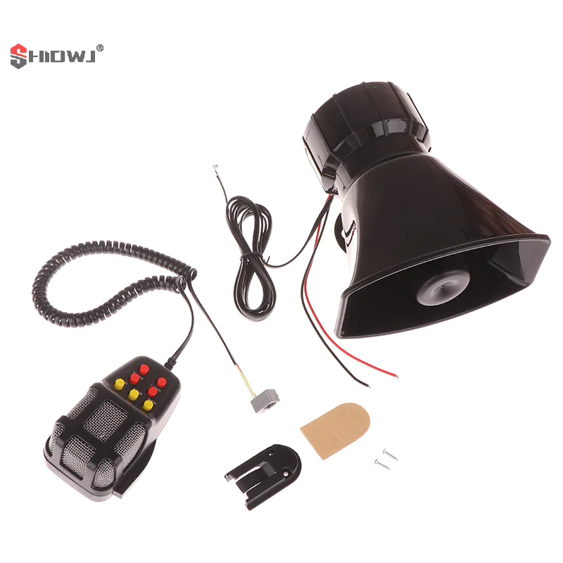 7-Sound Loud Car Warning Alarm Truck Alarm Loudspeaker 12V Siren Air Horn 110DB Megaphone Police Firemen Car Warning Alarm