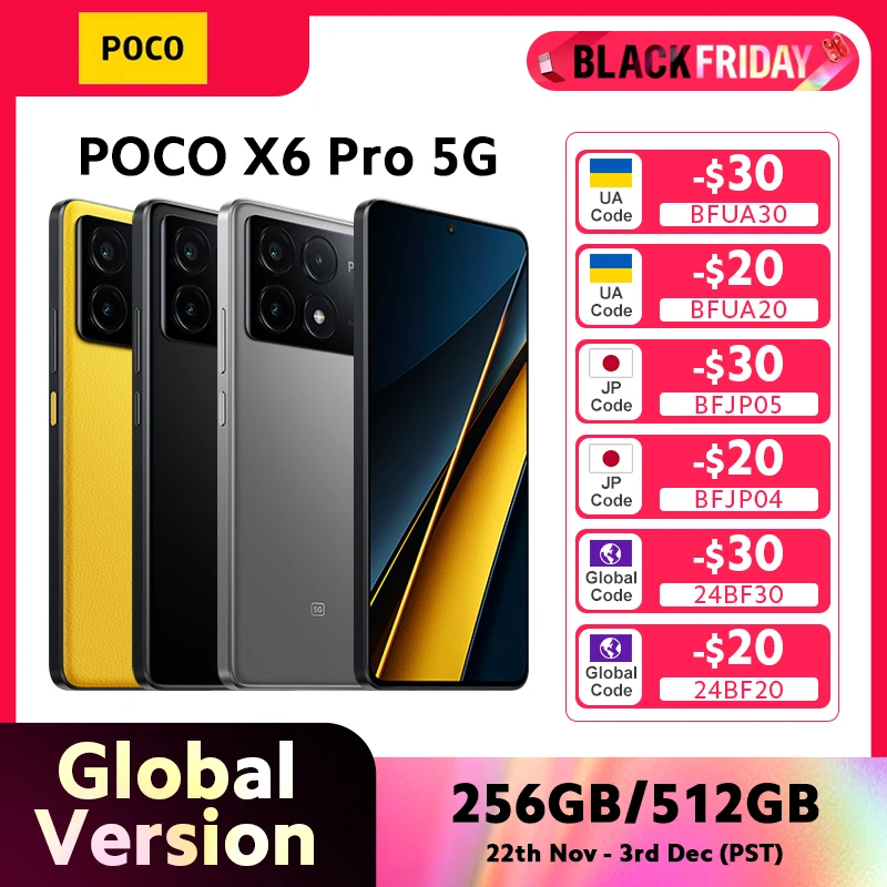 New POCO X6 Pro 5G Global Version Smartphone NFC Dimensity 8300-Ultra 6.67