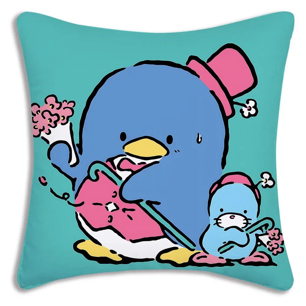 Poszewki na poduszki Sanrio Tuxedo Sam Cartoon Sofa Dekoracyjny dom Dwustronny nadruk Krótka pluszowa śliczna poszewka na poduszkę