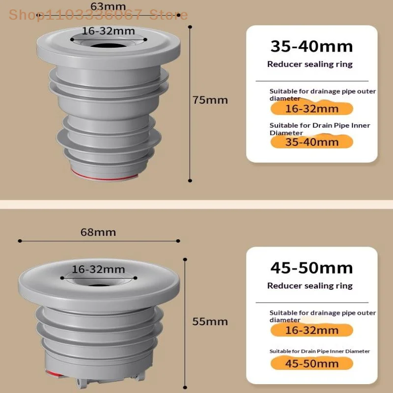 

[YA]Bathroom Sewer Seal Ring Anti-odor Leak-Proof Kitchen Sink Sewer Pipe Plug Washing Machine Floor Drain Connector Stopper 1PC