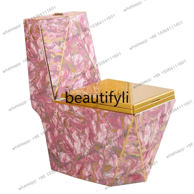 

60.Personalized diamond gold toilet anti clogging siphon water-saving color toilet