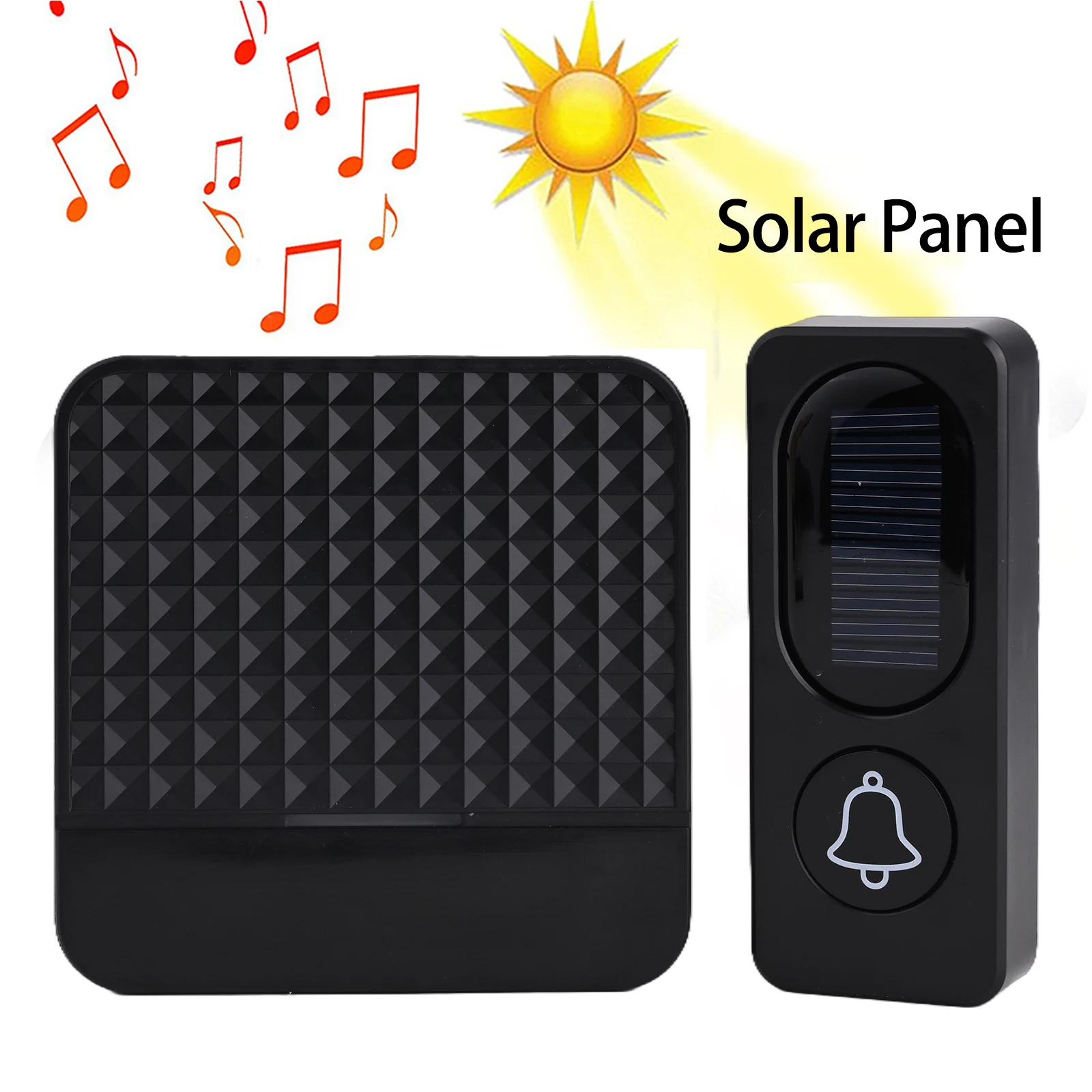 Solar Music Doorbell 90V-260V 433MHz Solar Powered Wireless Smart Doorbell Smart Music Doorbell Long Distance Waterproof Doorbel