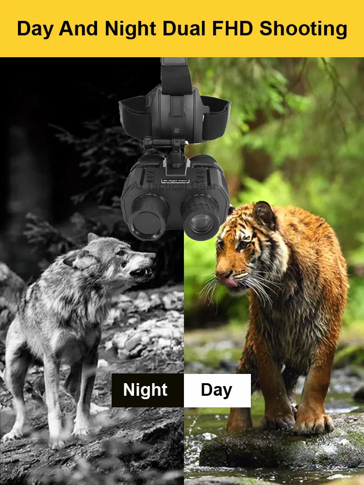 HD 1080P Head Mounted 3D NV8000 25--300m Infrared Night Vision Binoculars Device For Civil Hunting