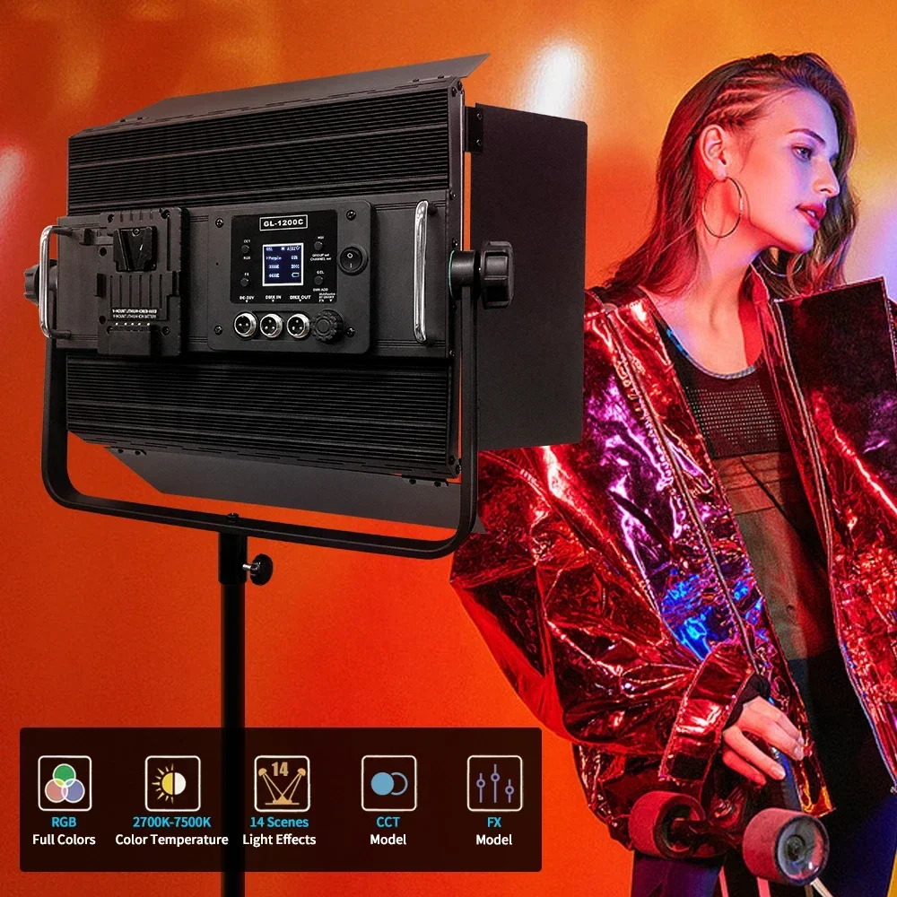 New product ideas 2024 Yidoblo 2700K-7500K CRI96 RGB 14 effects led studio video photo fill light 1200C 120w GL-1200C